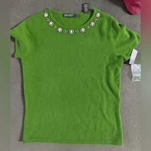 Lord & Taylor Green %100 Cashmere Sweater NWT